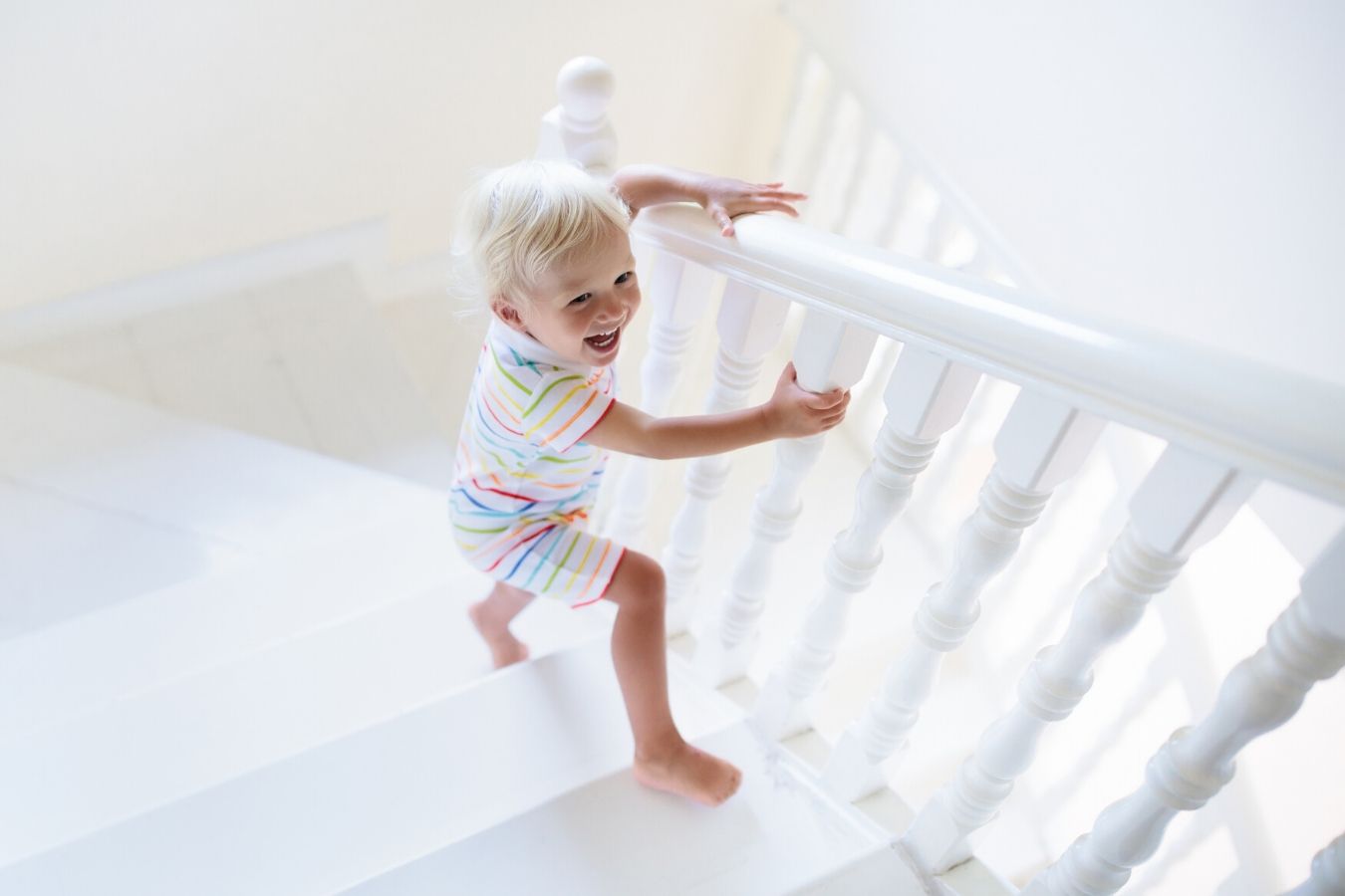 kid walking up stairs